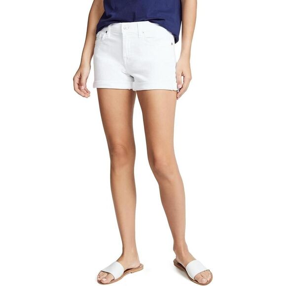 7 For All Mankind Denim Shorts 29 Cuffed Hem Casual Minimalist Vacation White